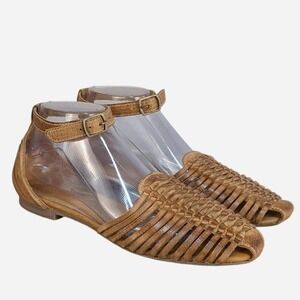 Seychelles Trinket Huarache Ankle Strap Flat Cognac Size 9